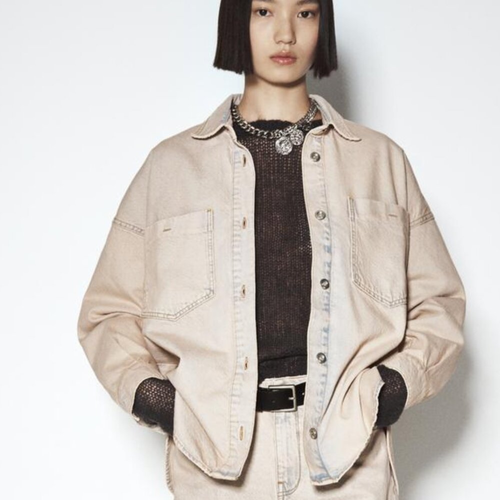 Zara Z1975 Pink Overdyed Denim Jacket - Picture 4 of 10